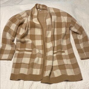 Madewell Tan and Cream Cardigan Sweater